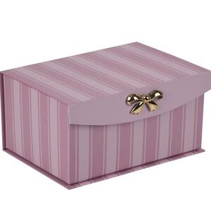 Viral Dollar General Pink  Striped Storage Box with Gold Bow